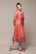 Coral Polyester Straight Printed Kurta image number 4
