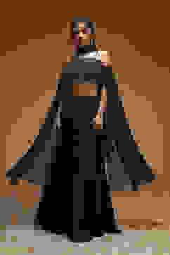 Black Art Silk Regular Lehenga Set image number 0