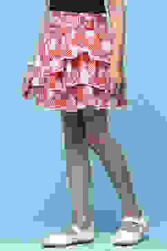 Red Printed Cambric Layered Skirt With Embroidered Waist image number 2