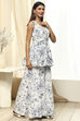 Off-White and Blue Cotton Flared Kurta Set image number 5