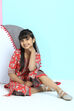 Red Cotton A-Line Straight Kurta Palazzo Suit Set image number 5