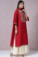 Cherry Red Cotton Silk Sharara Kurta Sharara Suit Set