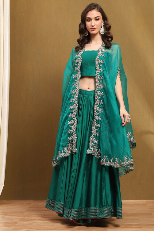 Fuchsia Silk Chanderi Festive Lightweight Flared Lehenga Set image number 7