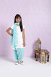 Off White Cotton Straight Kurta Patiyala Salwar Suit Set image number 4