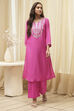 Pink Embroidered Straight Kurta Set image number 6