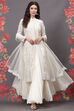 Off White Cotton Silk Straight Yarndyed Suit Set image number 0
