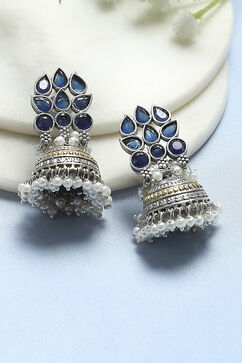 Navy Brass Jhumka image number 0