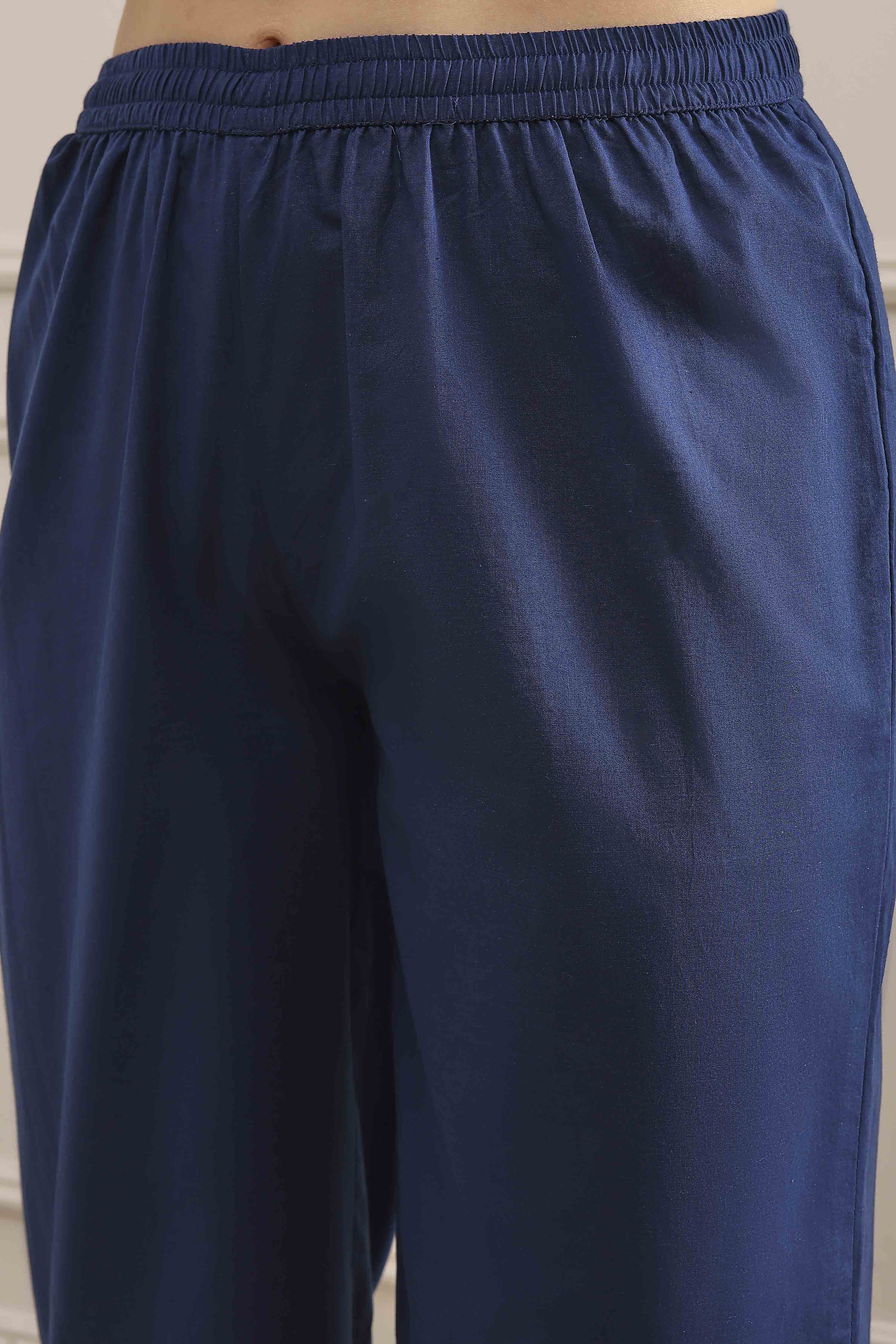 Yellow Cotton Solid Straight Suit Set image number 2