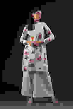 Rohit Bal Off White Cotton Silk Straight Printed Kurta Set image number 5