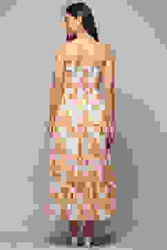 Off White Polyester Tiered Dress image number 3