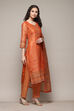 Peach Chanderi Unstitched Suit Set image number 6