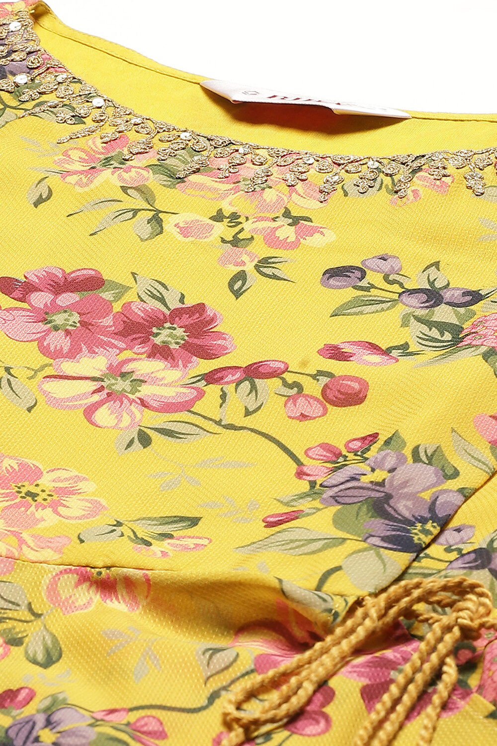 Mustard Cotton Asymmetric Kurta Churidar Suit Set image number 1