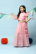 Pink Cotton Blend Short Top Lehenga Set image number 0