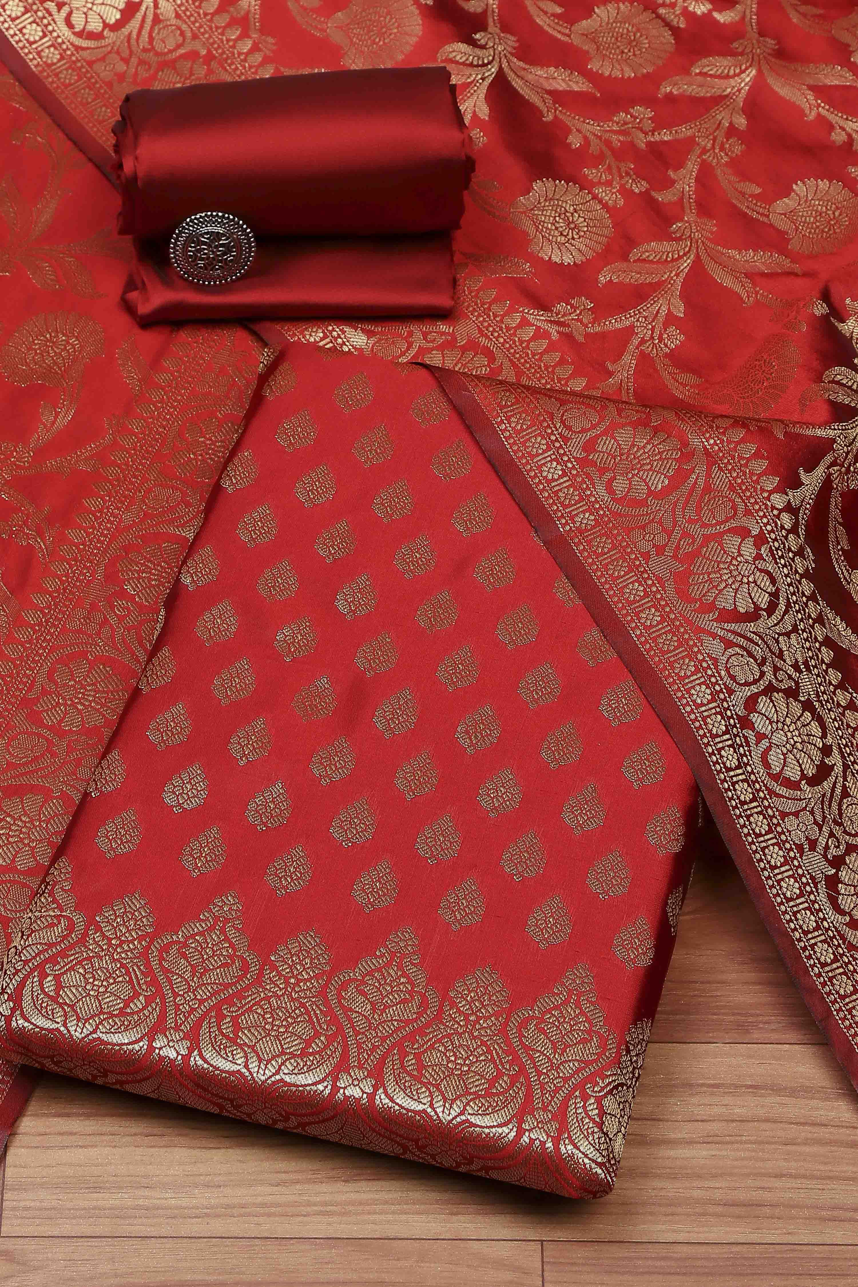 Rama Green Silk Unstitched Suit Set image number 0