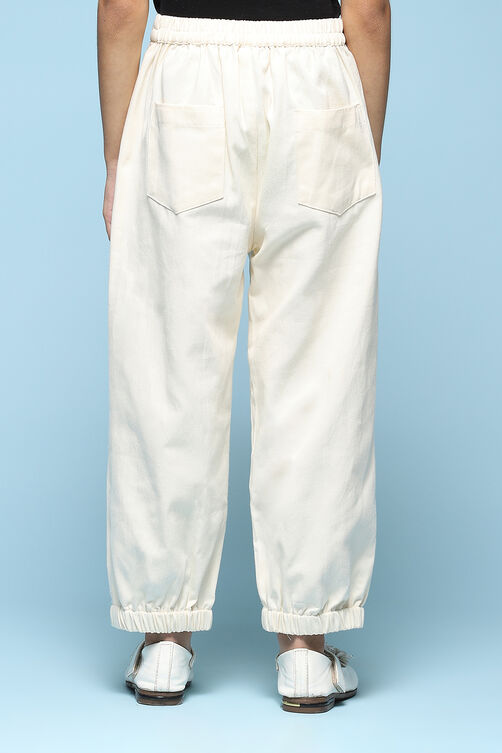 Ecru Cotton Joggers image number 4