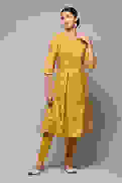 Ochre Art Silk Flared 2 Piece Set image number 6