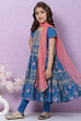 Blue Cotton Anarkali Kurta Churidar Suit Set image number 5