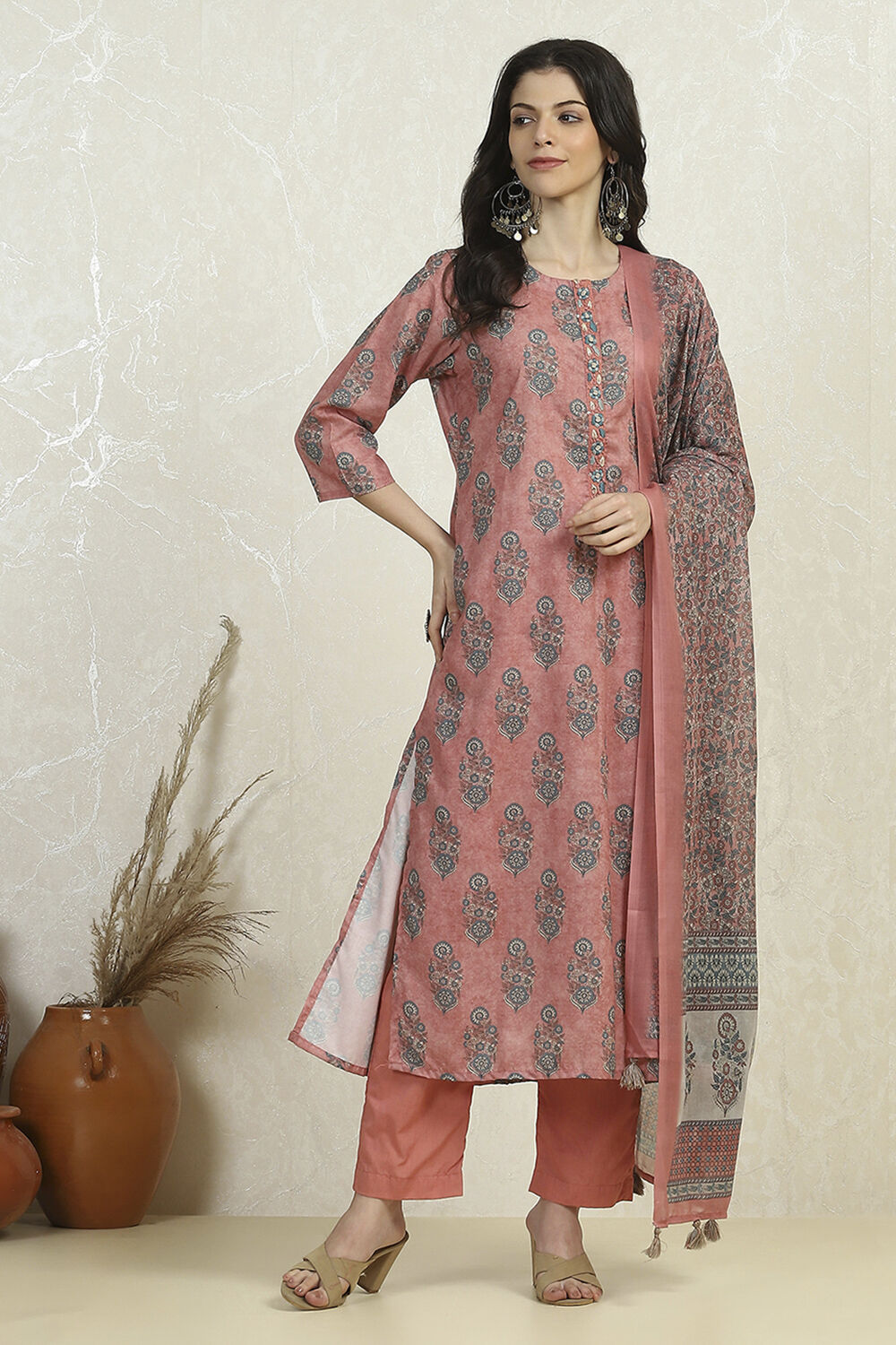 Lime Green Cotton Digital Print Unstitched Suit Set image number 1