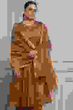 Copper Cotton Tissue Gathered Dyed Suit Set image number 7