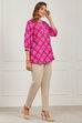 Pink Cotton Straight Kurta image number 4