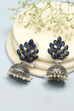 Oxidised Dark Blue Earrings image number 0
