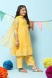 Yellow Nylon Gathered Embroidery Kurta Palazzo Suit Set image number 5