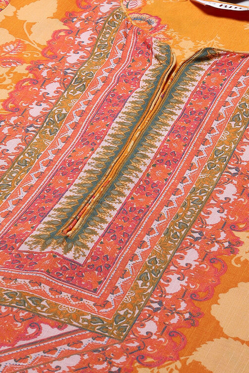 Orange LIVA Straight Printed Kurta image number 1