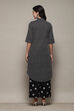 Grey Cambric Narrow Kurta Pant Suit Set image number 5