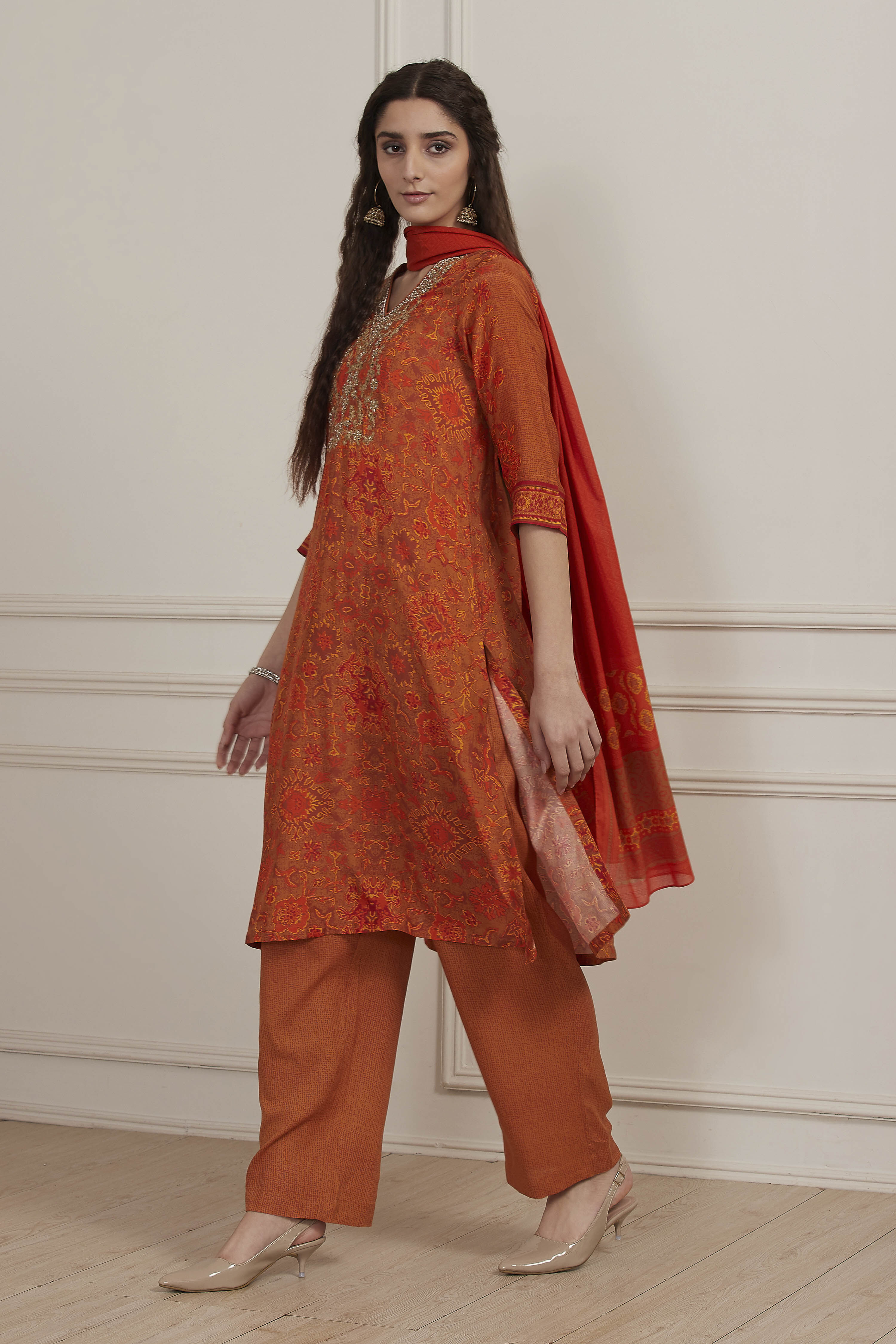 Green Modal Straight Suit Set image number 3