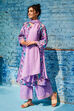 Pink & Purple Cotton Blend Kalidar Kurta Palazzo Suit Set image number 7