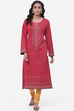 Coral Straight Poly Metallic Kurta image number 0