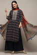 Indigo Cotton Blend Flared Kurta Palazzo Suit Set