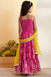 Pink Cotton Printed Tiered Lehenga Set image number 5