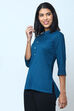 Black Cotton Flax Solid Kurti image number 2