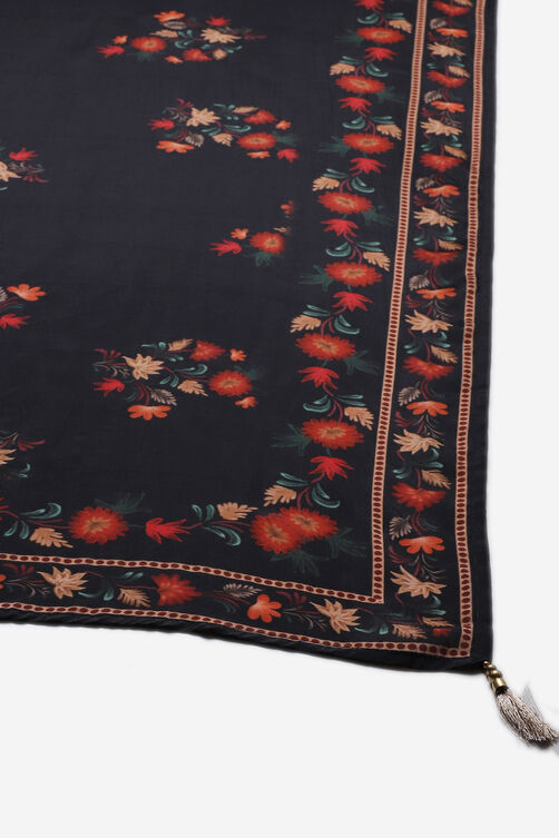 Black Cotton Silk Easy Stitch Suit Set image number 2