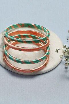 Light Pink & Turquoise Plastic & Thread Bangles image number 0