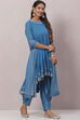 Blue Art Silk Asymmetric Kurta Salwar Suit Set image number 6