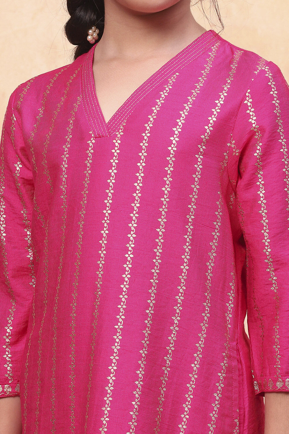 Pink Cotton Printed Straight Kurta Pants Set image number 1
