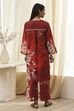 Rust Cotton Floral Straight Kurta Set image number 4