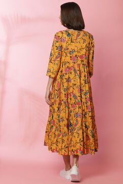 Mustard Cotton Fusion Dress image number 5