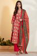 Red Cotton Floral Printed Anarkali Kurta Set image number 0