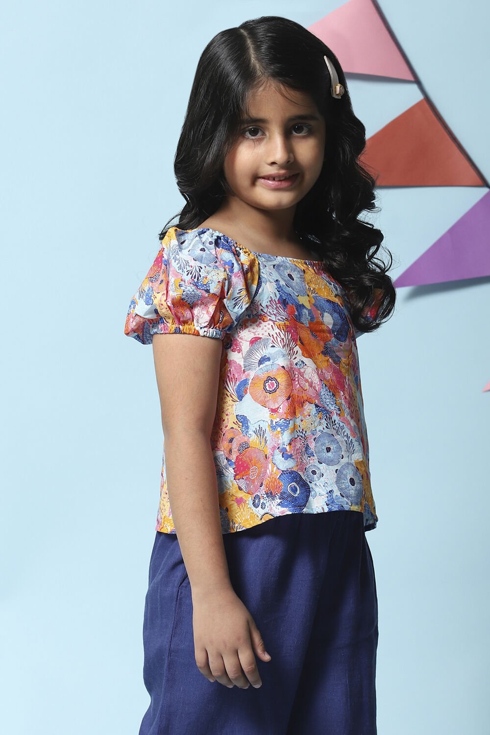 Blue Cotton Short Top