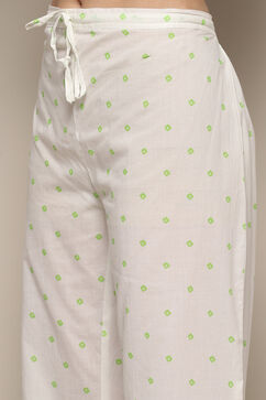Green Cambric Straight Kurta Palazzo Suit Set image number 2