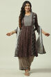 Maroon and Green Viscose Flared Kurta Palazzo Suit Set image number 0