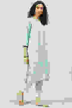 Turquoise Rayon Straight Printed Kurta image number 3