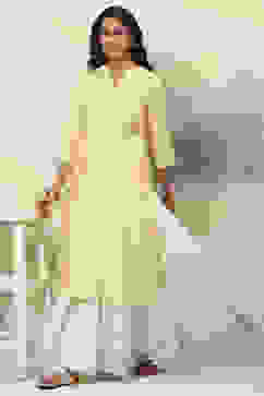 Yellow Straight Nylon Viscose Kurta image number 0