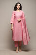 Pink Silk Blend Unstitched Suit Set