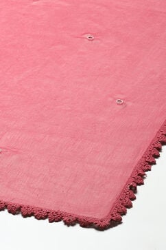 Onion Pink Cotton Gathered Kurta Palazzo Suit Set image number 3