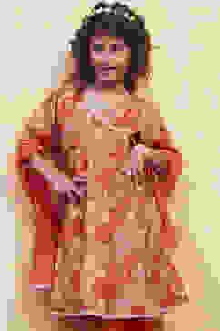 Orange Angrakha Printed Flared Suit Set image number 7