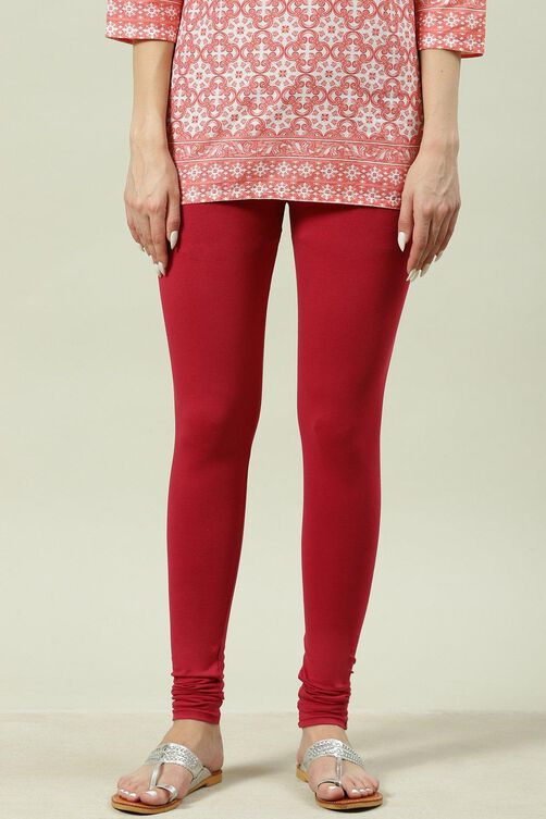 Camel Cotton Blend Solid Churidar image number 2
